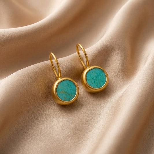Aretes de Oro con Piedra Turquesa
