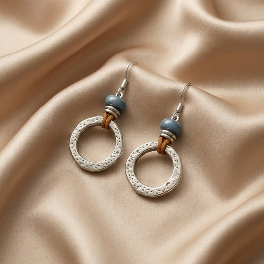 Aretes Vintage Boho de Círculo Plateado